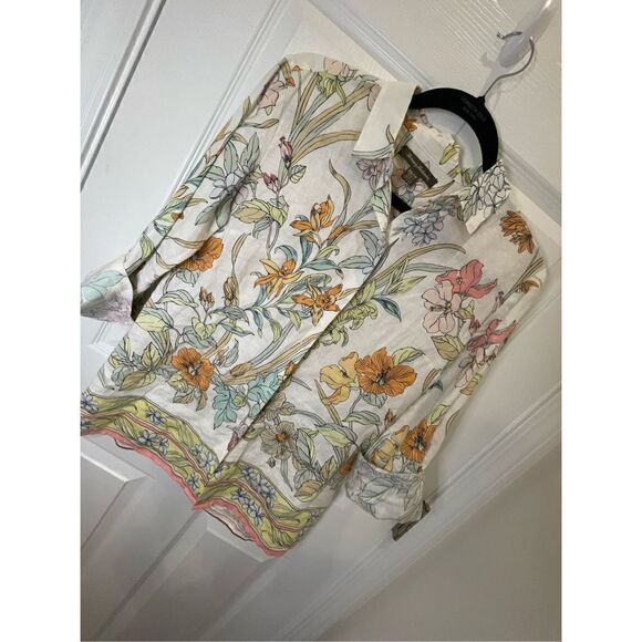 Tommy Bahama women’s 3/4 sleeve linen blouse button up soft colors - Picture 1 of 8